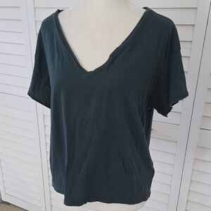 Madewell Deep Teal V-Neck Short Sleeve Top